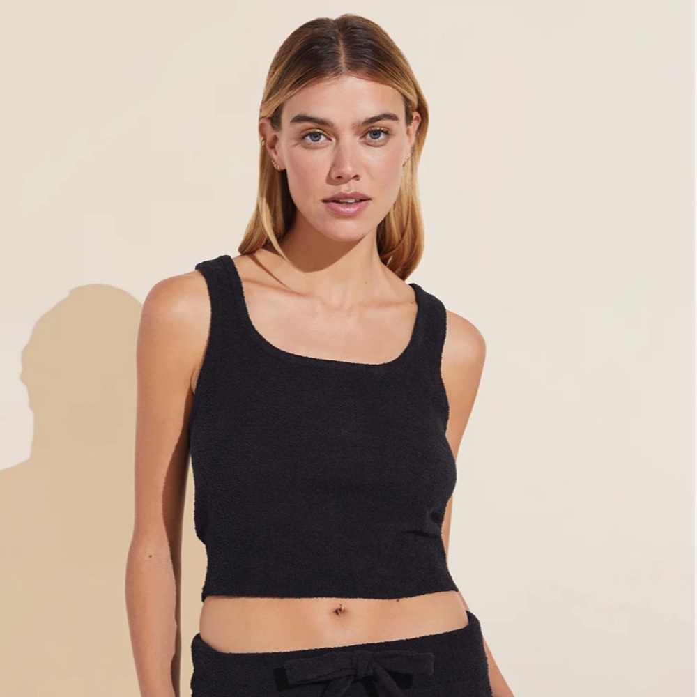 Eberjey Recycled Boucle Sweater Tank Top Black size large